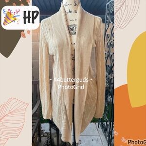 Ralph Lauren Black Label Linen Long High Lo Hem Cardigan Neutral Sweater LG - XL